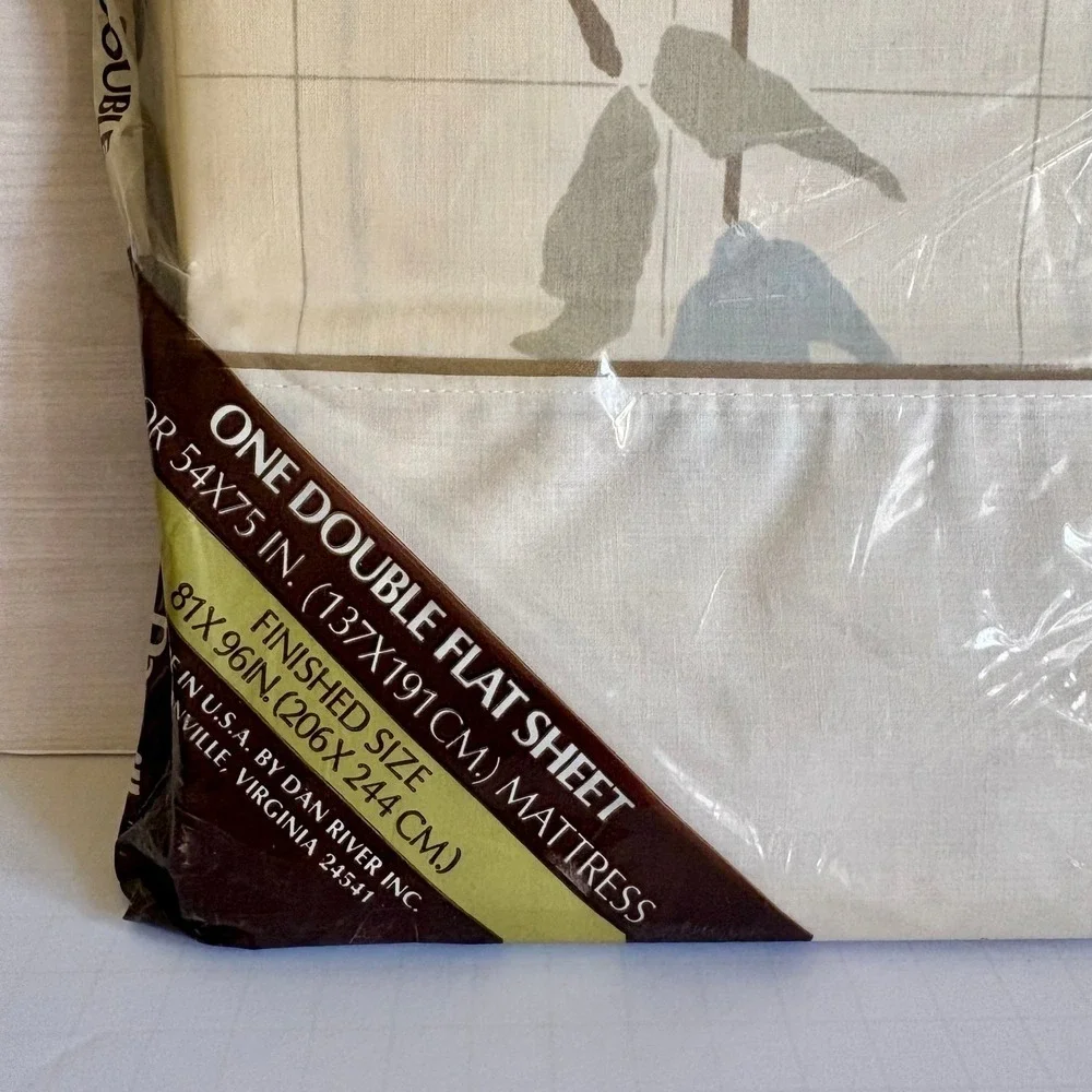 VTG Danville Flat Sheet‎ Double Full Size Cream Megan Floral Vintage No Iron NOS